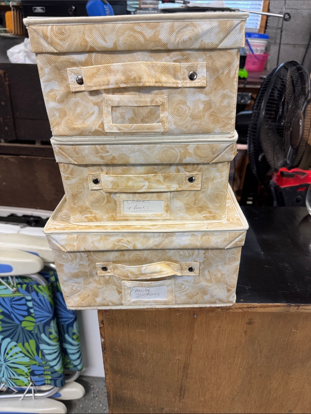 Fabric Storage Boxes Set in Yellow Floral - Home Storage & Organization